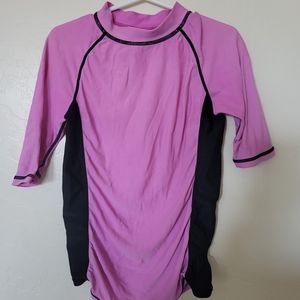 Coastalista Purple Ruched Rash Guard Swim Shirt